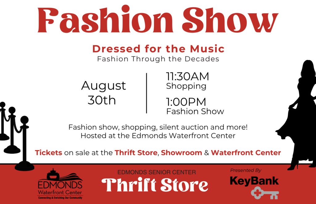 Fashion Show Details:
August 30th, Shopping starts at 11:30 am, the Fashion Show starts at 1:00 pm